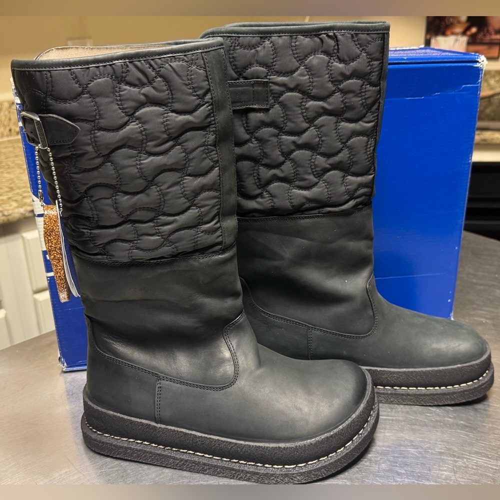 Birkenstock Iskut Boots Black Leather, Fleeced Lined Women’s EU 38 US 7-7.5 NIB